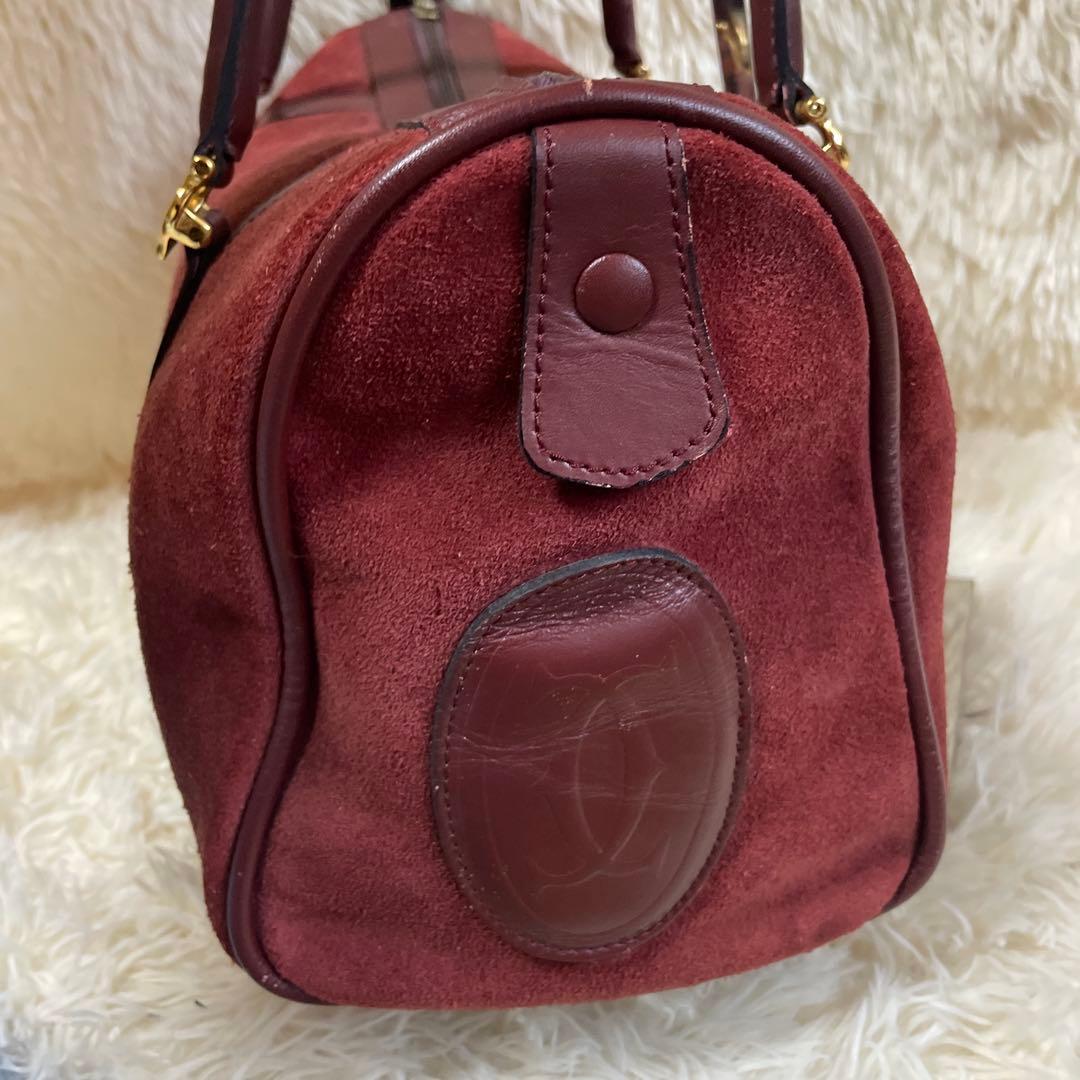 Cartier カルティエ マストライン ボストンバッグ スエード ボルドー