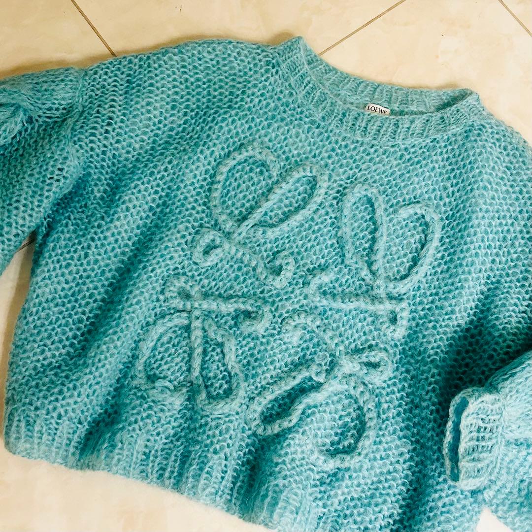 人気完売ロエベア　ナグラムニット　セーターモヘア　ターコイズ