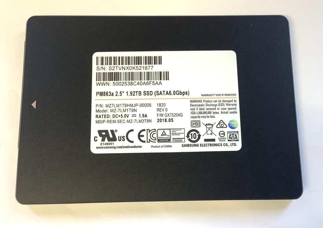 ②-WA394 SAMSUNG SATA 1.92TB SSD 2.5 1点