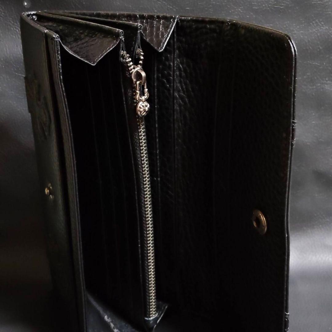 クロス十字クロスパッチロングウォレット長財布（ブラック）