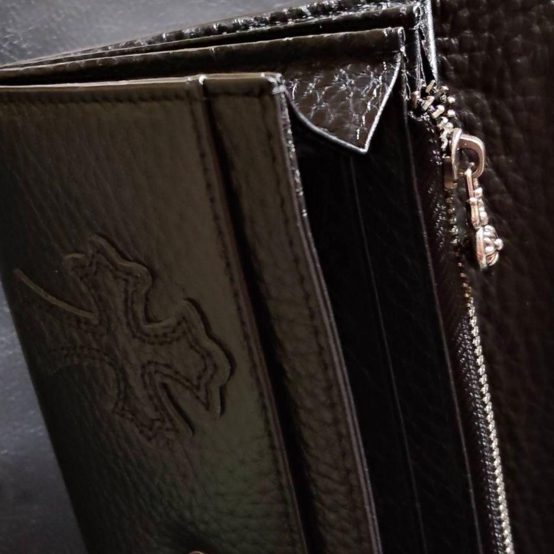 クロス十字クロスパッチロングウォレット長財布（ブラック）