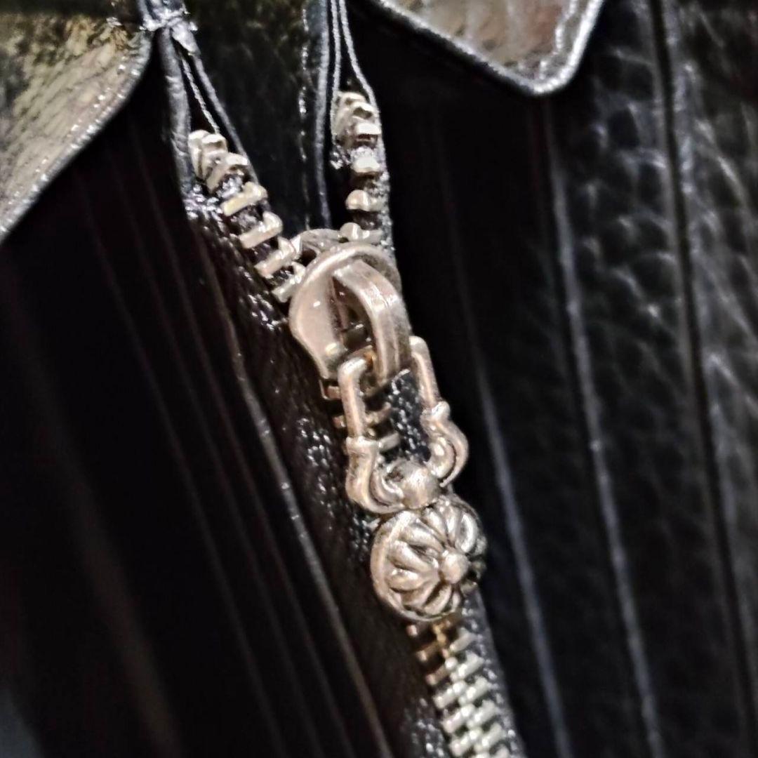 クロス十字クロスパッチロングウォレット長財布（ブラック）