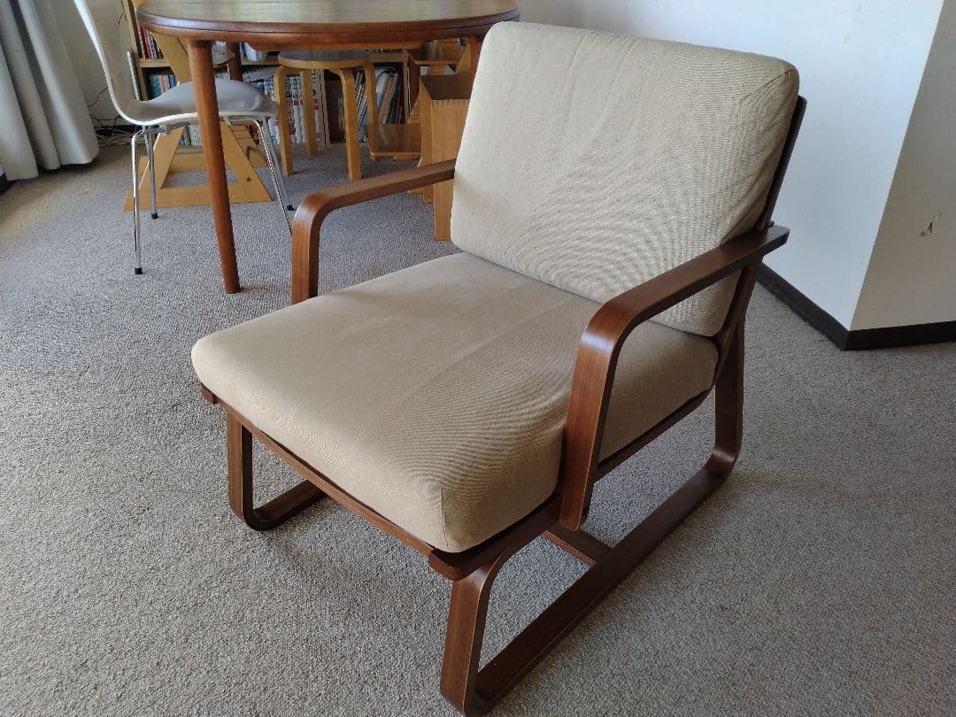 【訳あり美品】MUJI無印 ダイニングソファチェアウォールナット材/リビングでも