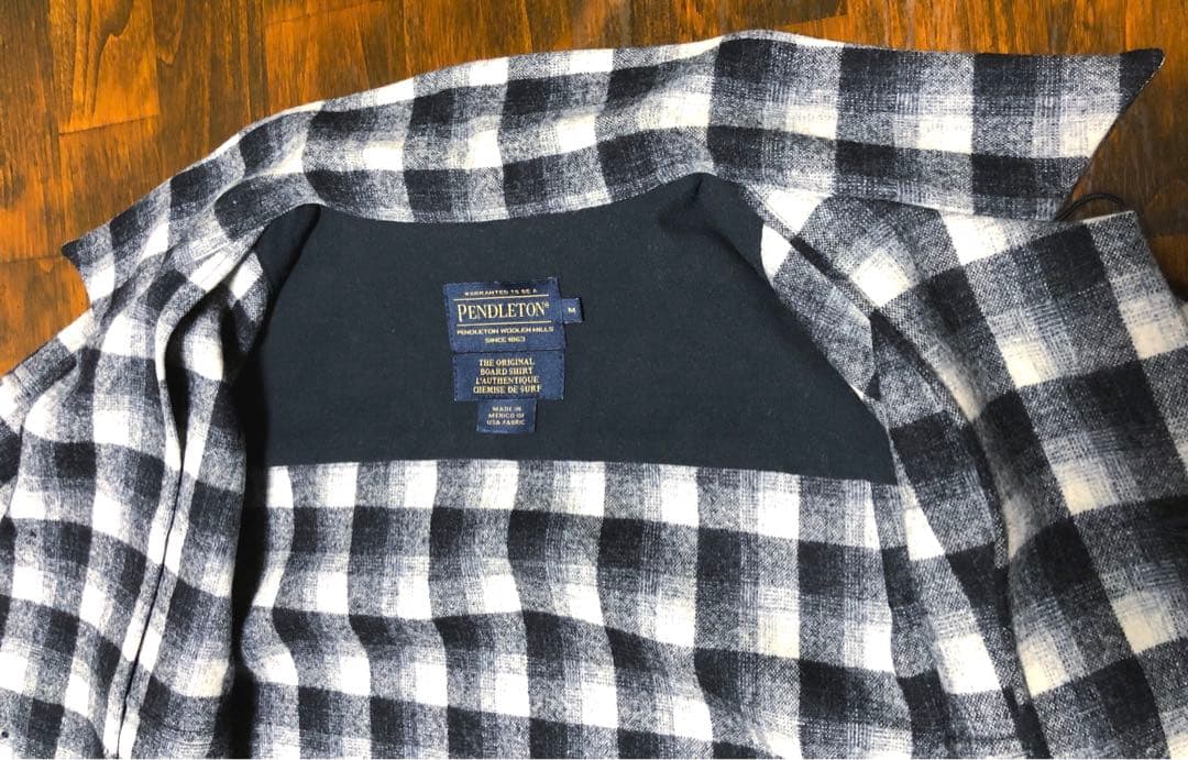PENDLETON　オンブレチェック　ボードシャツ　USA　デッドストック　白黒