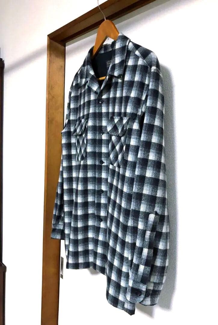 PENDLETON　オンブレチェック　ボードシャツ　USA　デッドストック　白黒