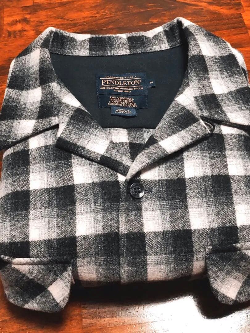 PENDLETON　オンブレチェック　ボードシャツ　USA　デッドストック　白黒