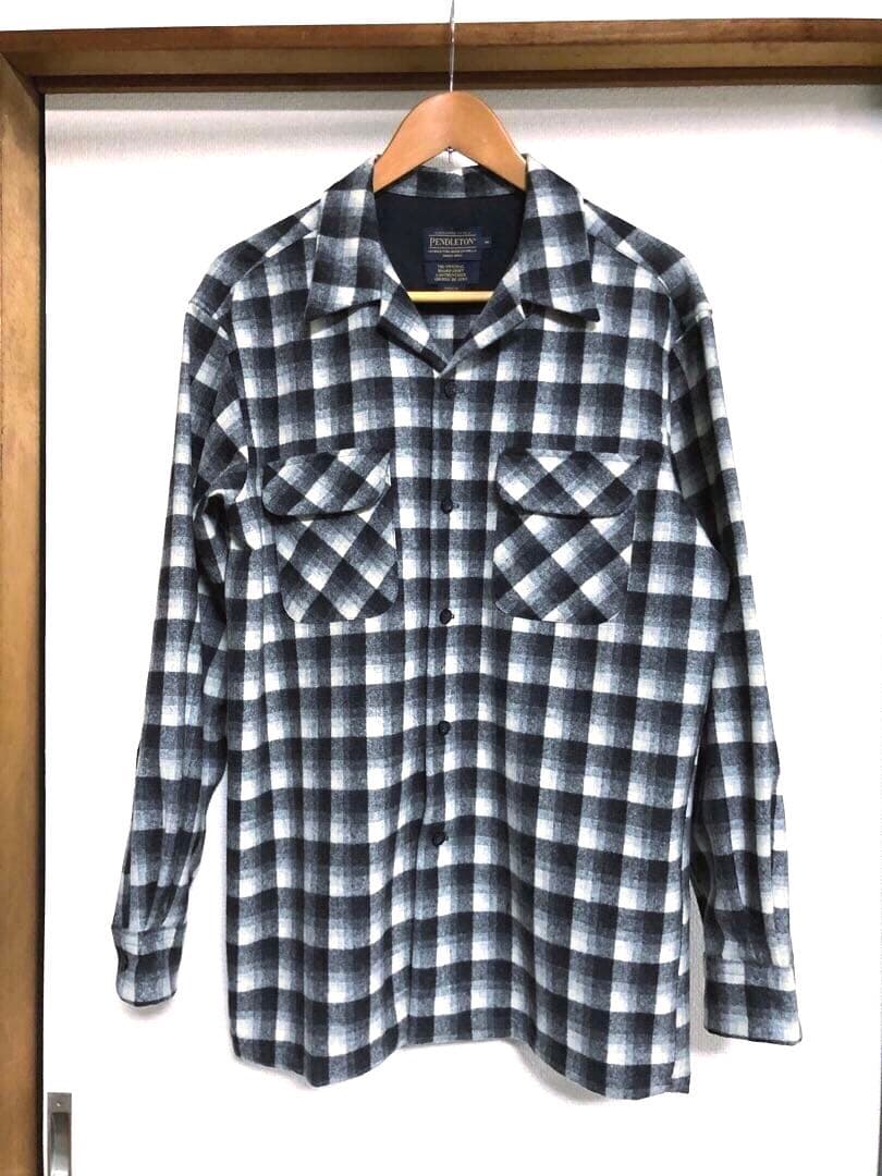 PENDLETON　オンブレチェック　ボードシャツ　USA　デッドストック　白黒