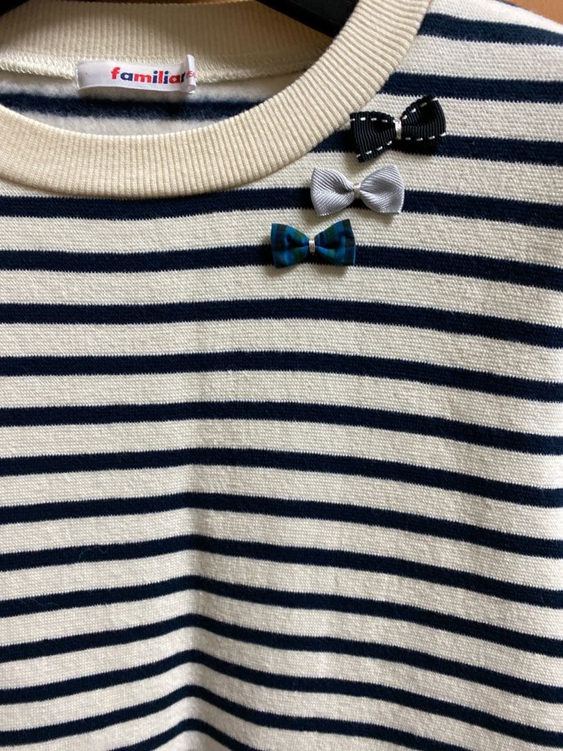 familiar 裏起毛ストライプ長袖ワンピース１５０センチ