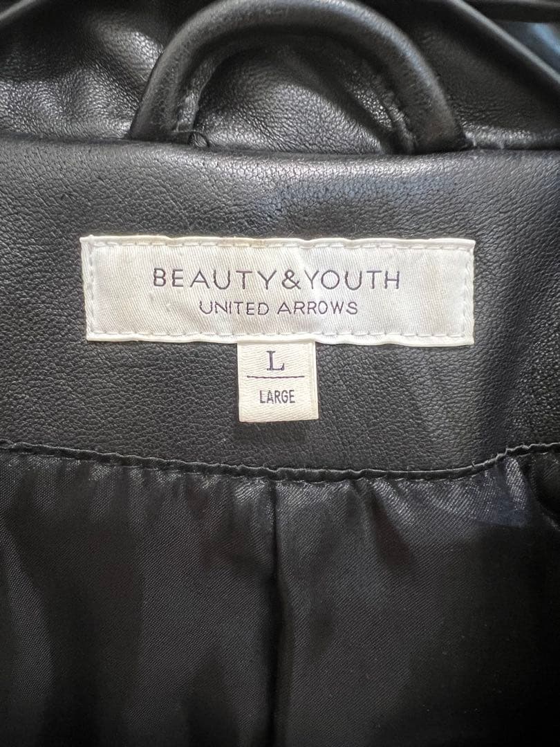 BEAUTY&YOUTH ブラック レザー ダブルライダースジャケット Lサイズ