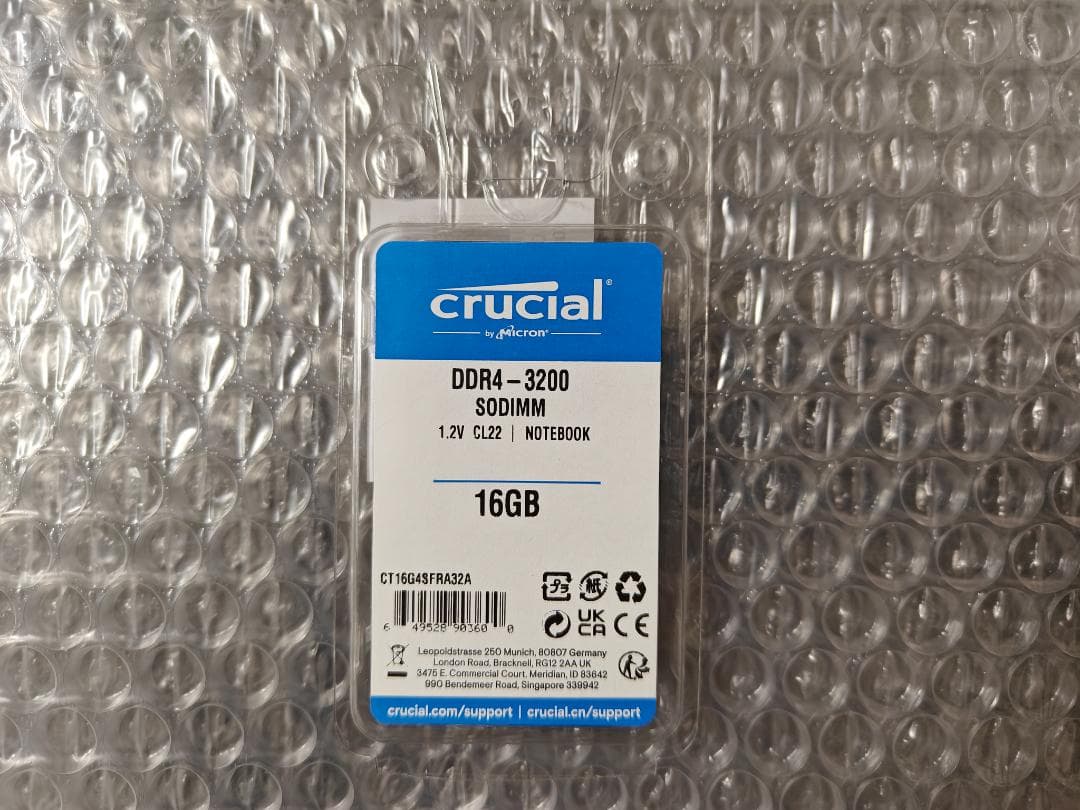 【メモリ】Crucial Micron 16GB DDR4-3200 ノートPC