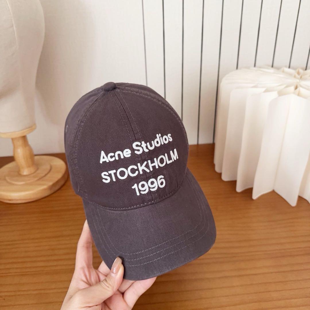 Acne Studios ロゴ キャップ グレー コットン