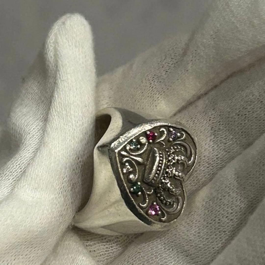 Justin Davisハート型王冠デザインリング 17号 シルバー925