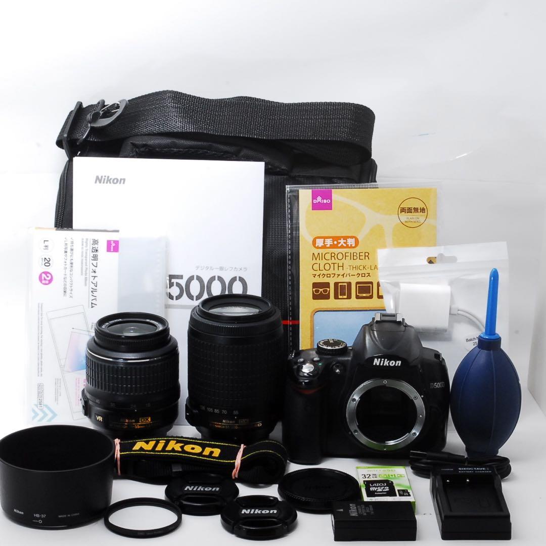 Nikon D5000 ダブルレンズ 手振れ補正付☘️ 初心者安心 説明書付き