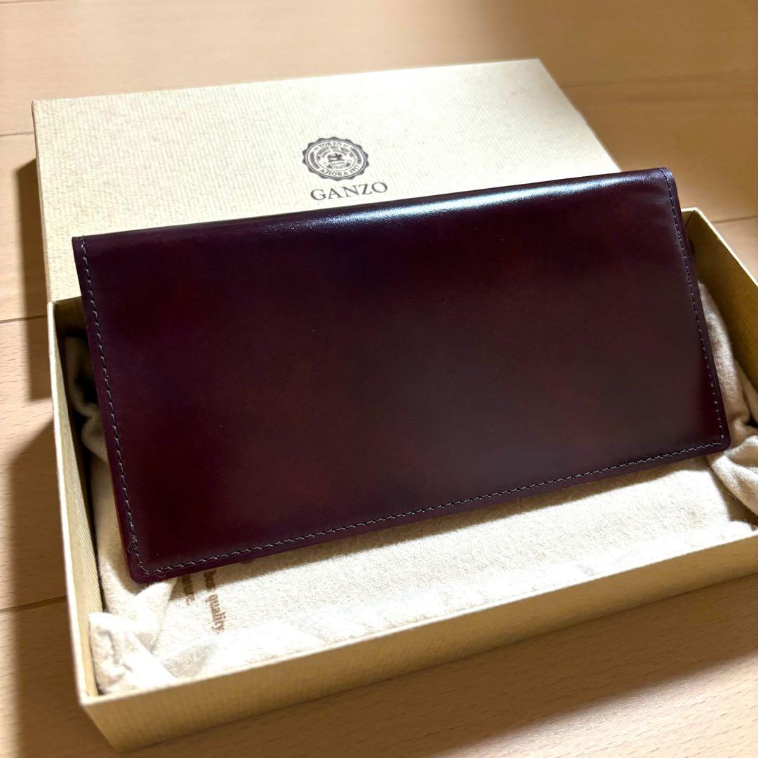 ガンゾ　コードバンオーセンティック　コンパクトマチ無し　長財布　ブラウン　完売品