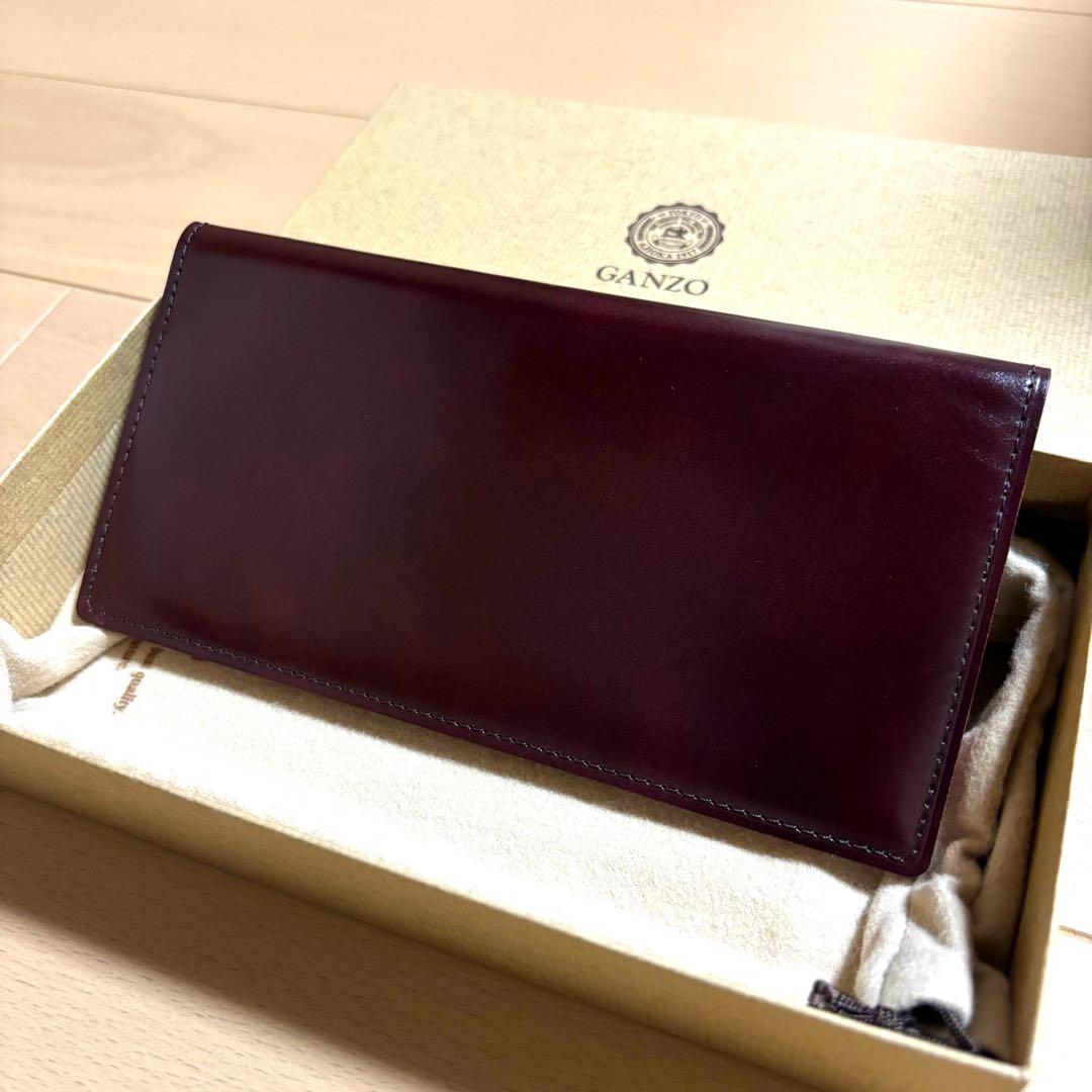 ガンゾ　コードバンオーセンティック　コンパクトマチ無し　長財布　ブラウン　完売品