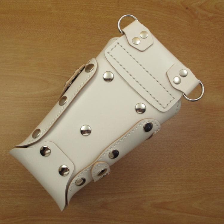 フラワースタッズ装飾　ホワイト　本革　６丁差し　SCA-235/CWA