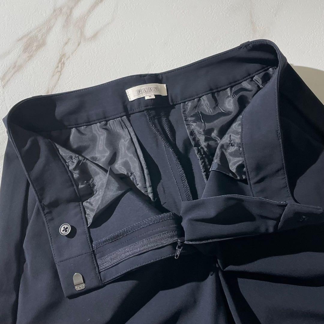 美品✨ PLST プラステ セットアップ ノーカラー パンツスーツ ネイビー