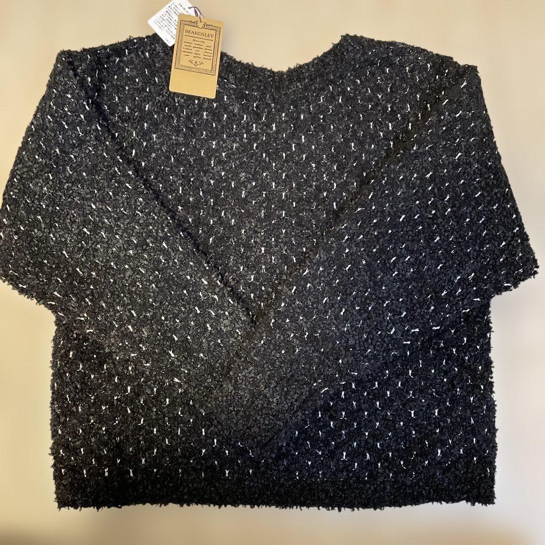 ビアズリー　ブラック 長袖ニット Fサイズ