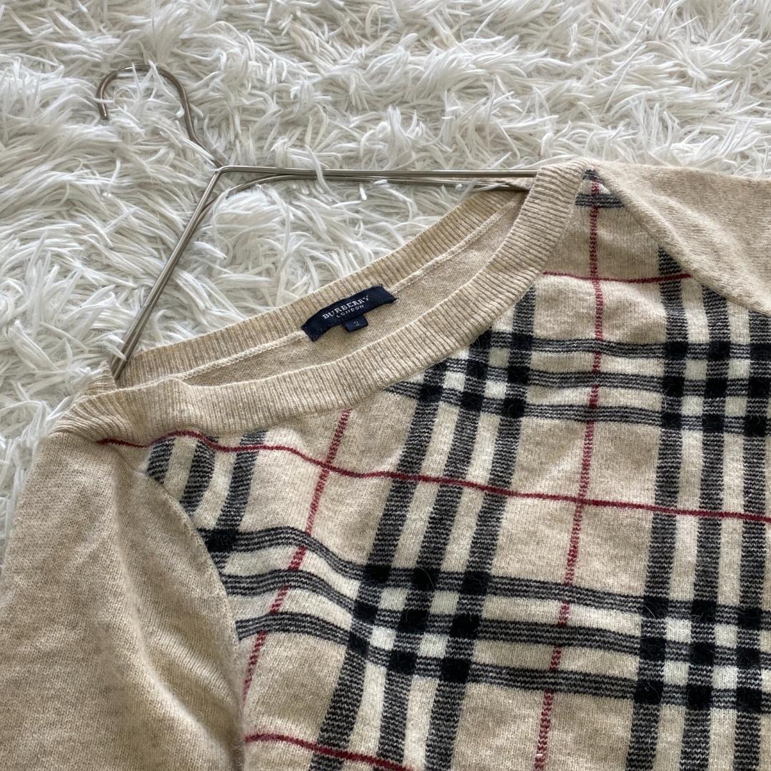 バーバリーロンドン【M】ニットセーター♡ノバチェック 羊毛 アンゴラ混