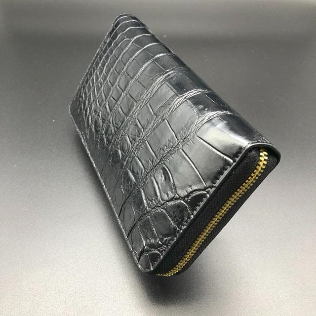 フォロー割適用　本物クロコ・一枚革　シャム　クロコダイル　長財布 BKMG26