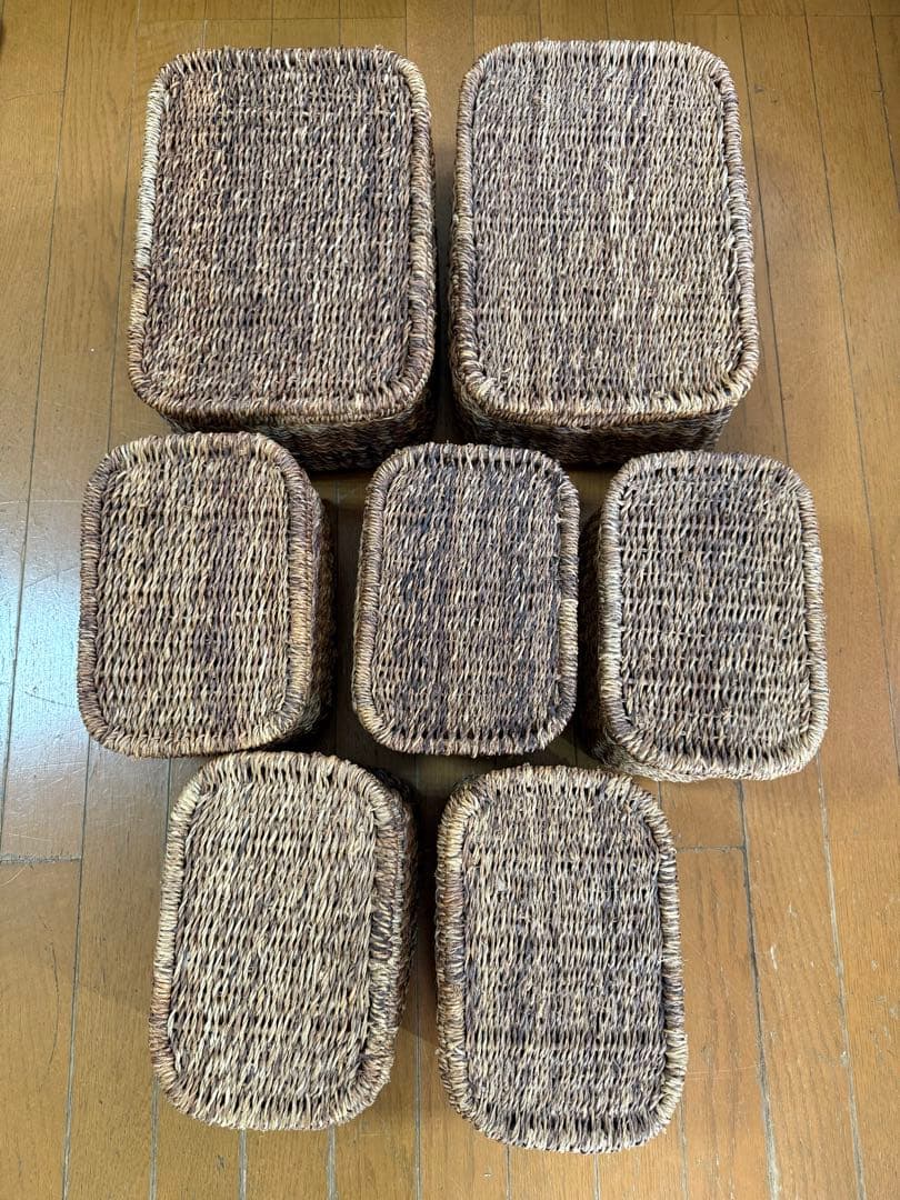 無印良品　バクバク長方形　蓋つきバスケット　中2小5セット