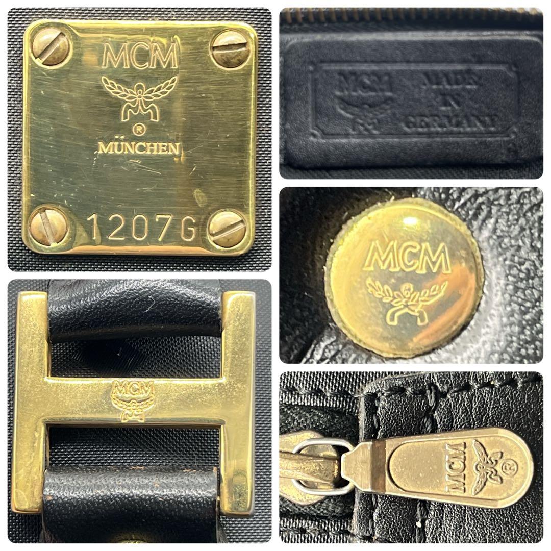 MCM エムシーエム ヴィゼトス柄 ミニボストンバッグ PVC 総柄 ブラック