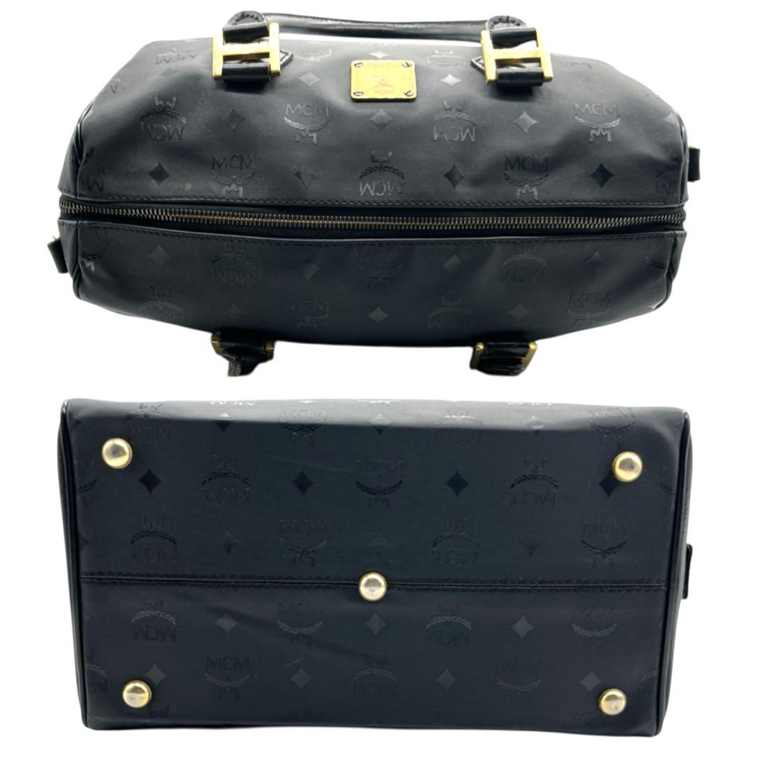 MCM エムシーエム ヴィゼトス柄 ミニボストンバッグ PVC 総柄 ブラック