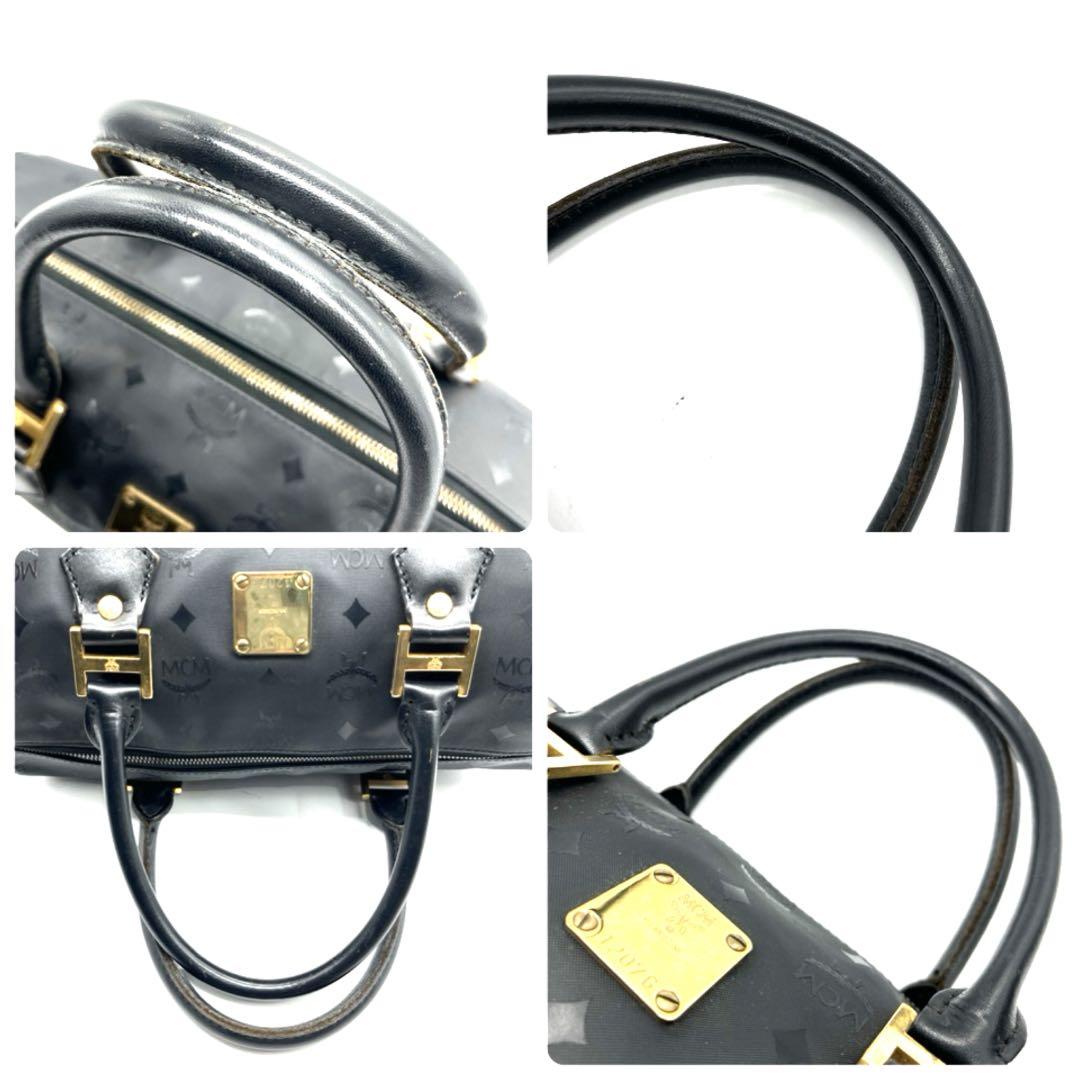 MCM エムシーエム ヴィゼトス柄 ミニボストンバッグ PVC 総柄 ブラック