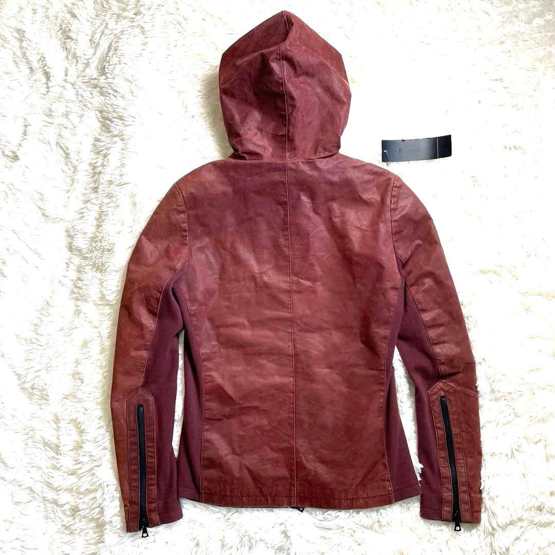 【美品】NO ID. レザージャケット　 加工 豚革 1 フード　春 レザー