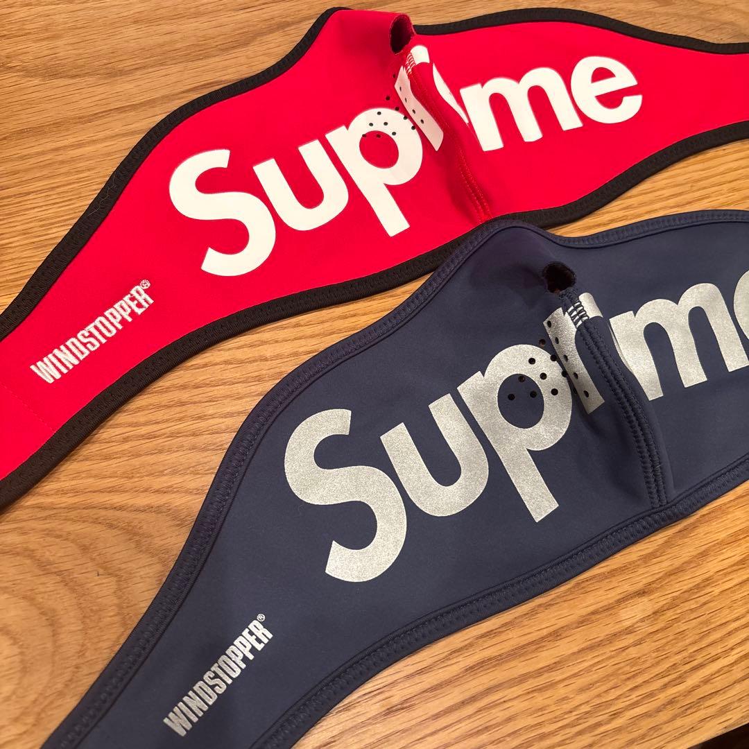 美品Supreme Logo Facemask 2個セット　赤&ネイビー