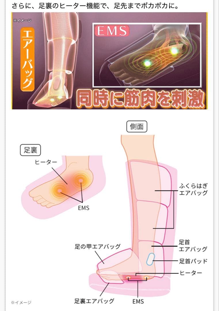 新品　リフレキュット　EMSストレッチブーツ　グレー色　マッサージ