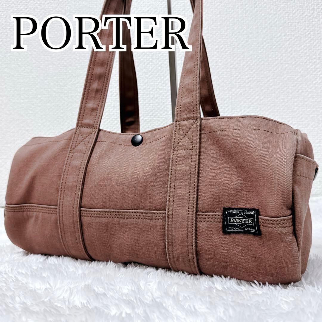 【廃盤・レア】ポーター PORTER ミニドラムバッグ ショルダーバッグ 赤茶