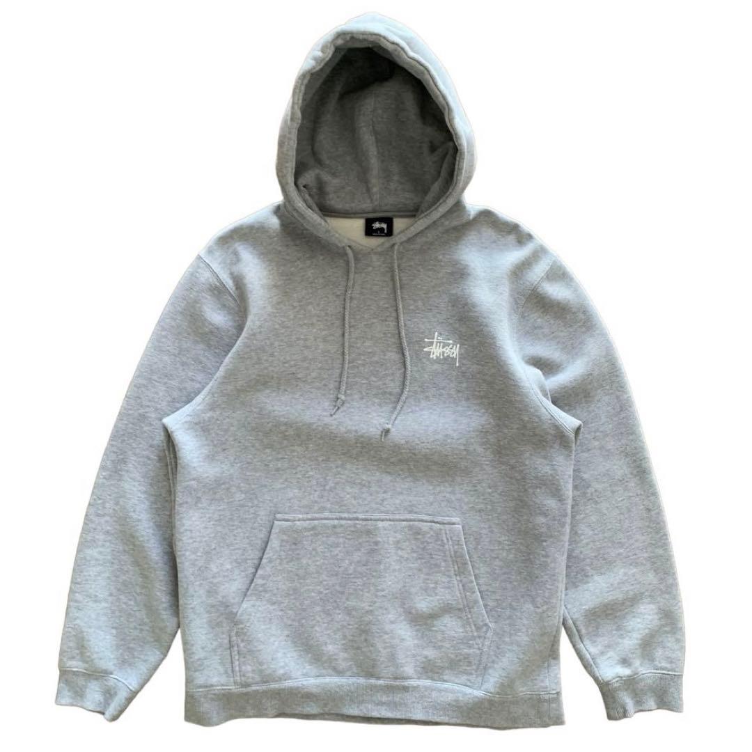 STUSSY スウェットパーカー ショーンフォント 両面ロゴ グレー