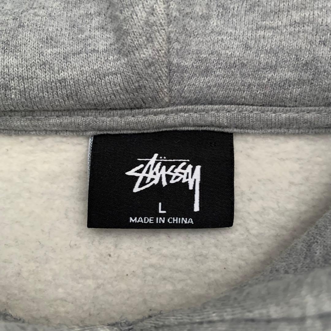 STUSSY スウェットパーカー ショーンフォント 両面ロゴ グレー