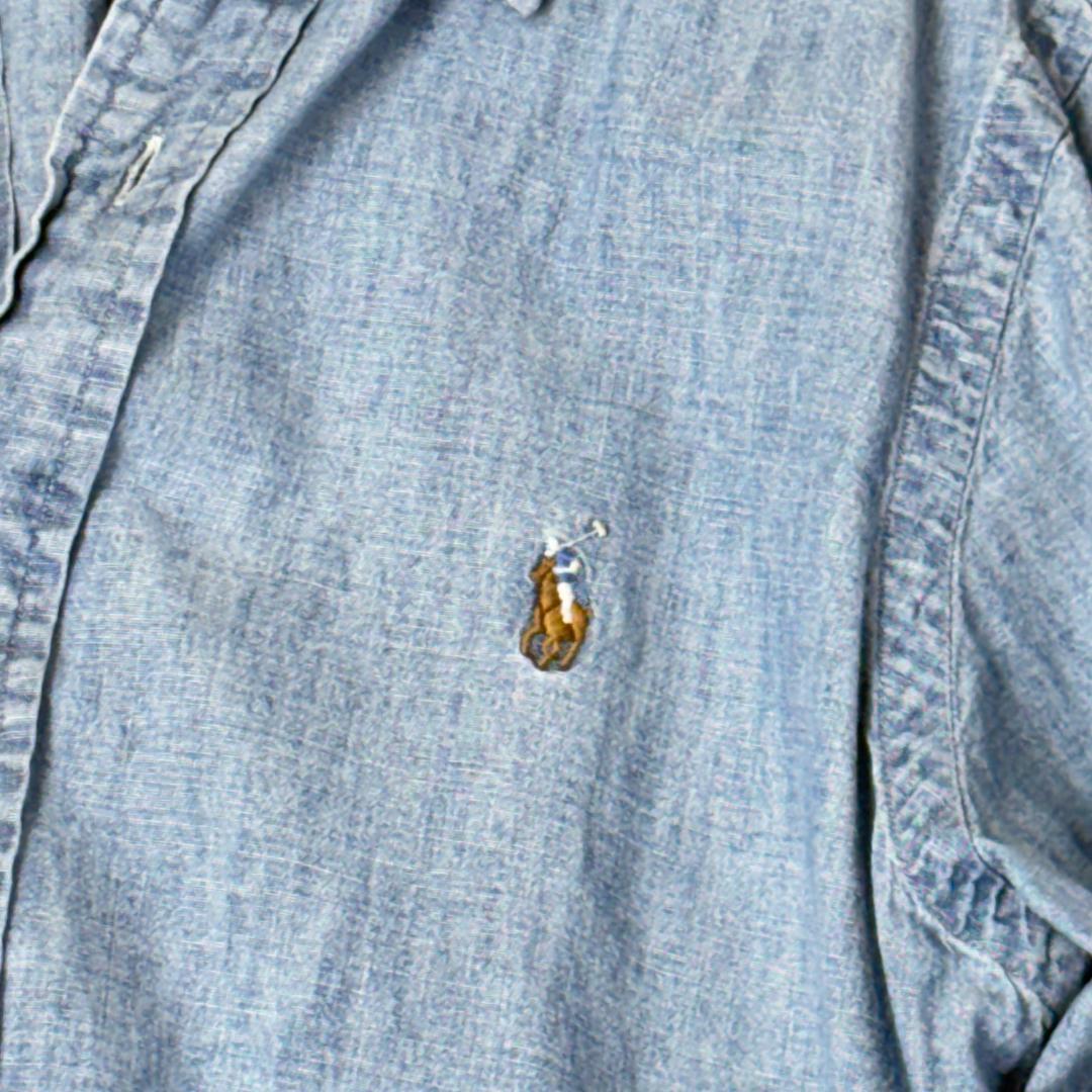 【美品】ラルフローレン ダンガリーシャツ L デニム マルチポニーオーバーサイズ