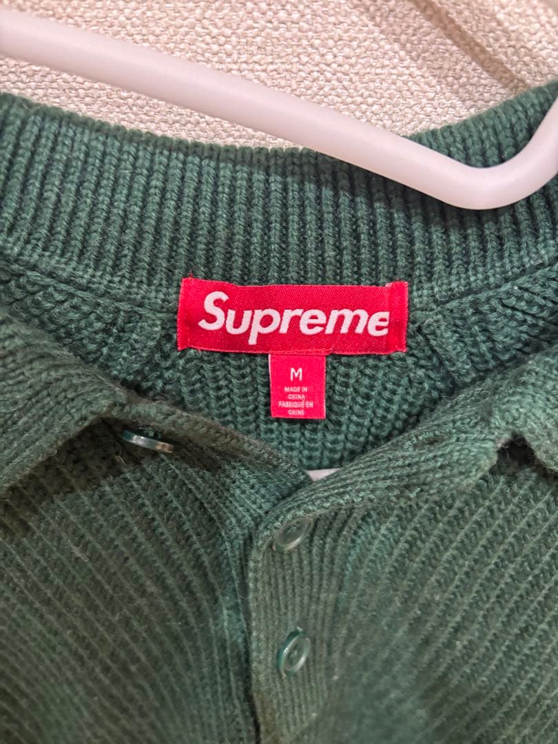 Supreme リブ編みポロセーター M グリーン　最終値下げ