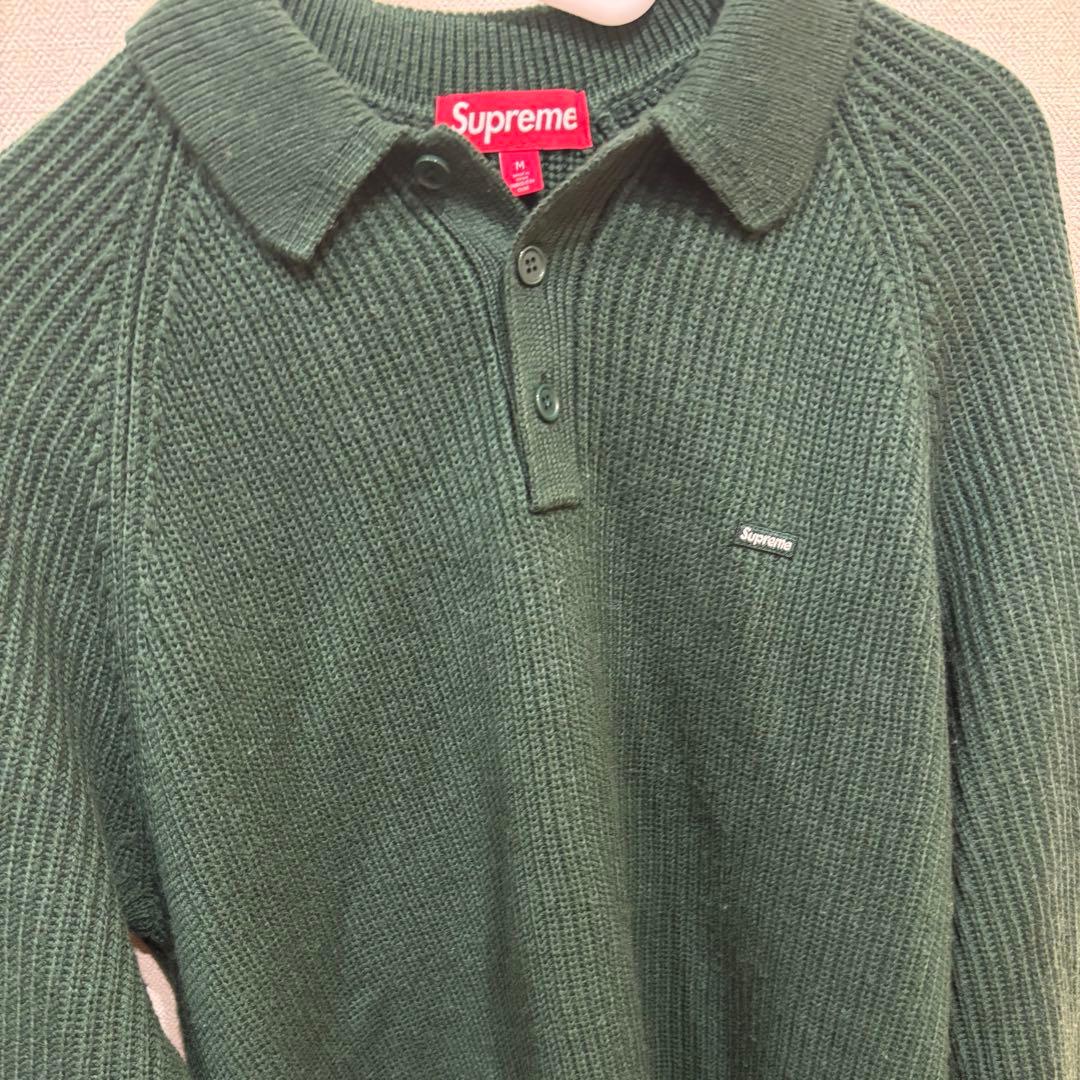 Supreme リブ編みポロセーター M グリーン　最終値下げ