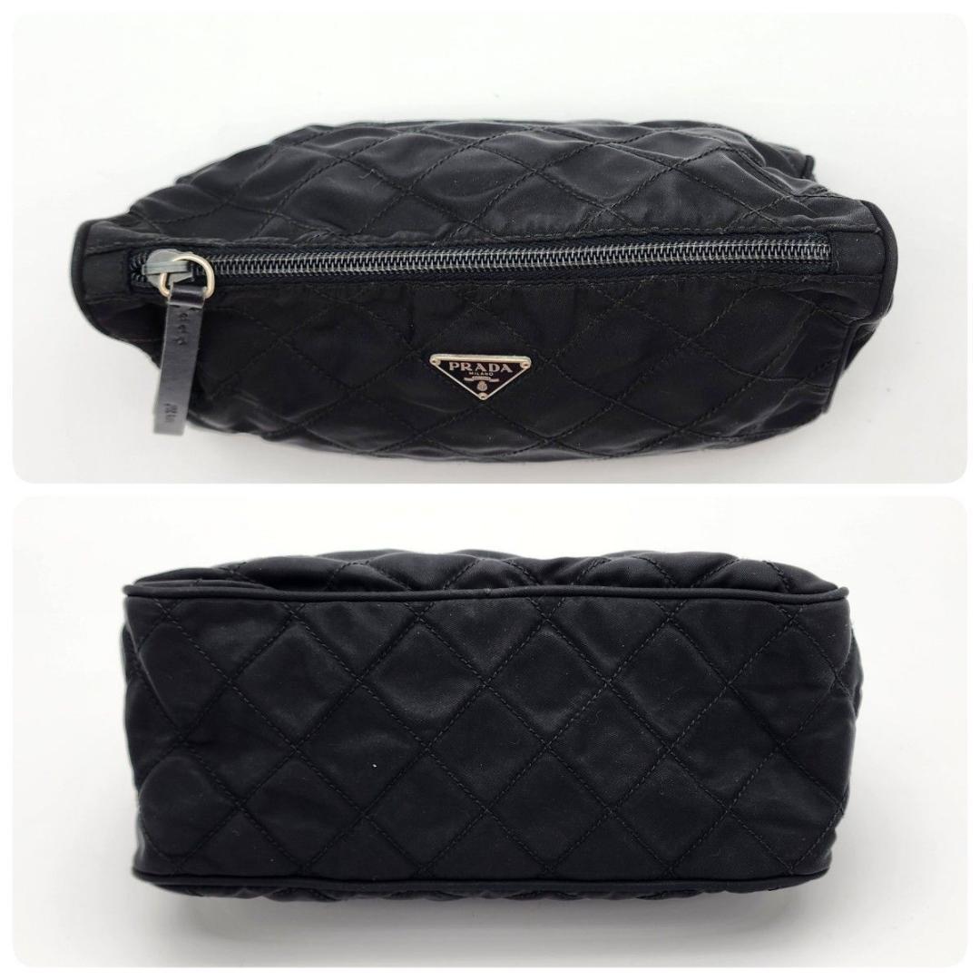PRADA プラダ ポーチ 三角ロゴ キルティング ナイロン ブラック