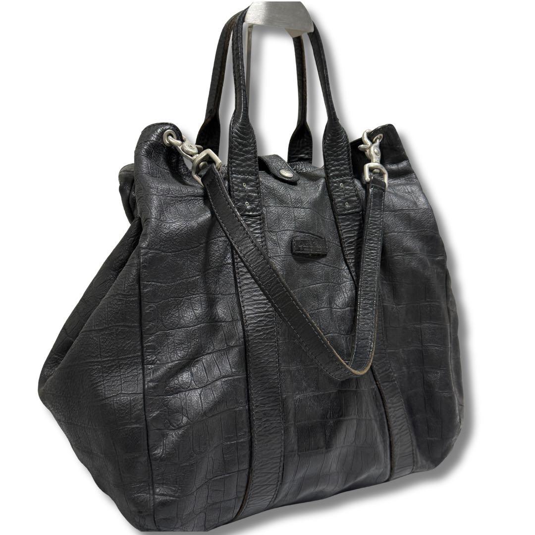 ダニエル&ボブ クロドーロ クロコ型押し レザー トート 黒 バーニーズ