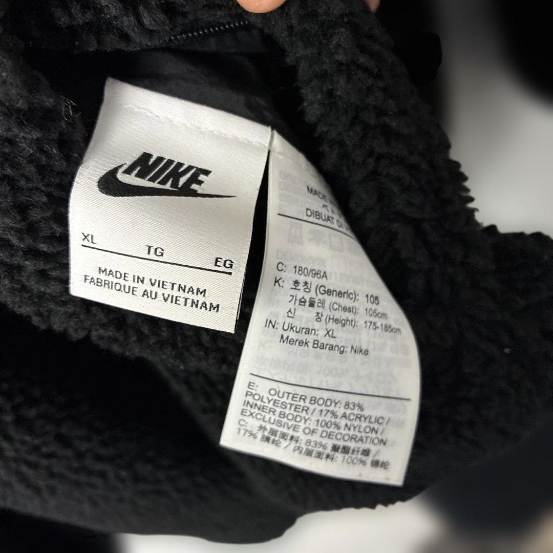 NIKEナイキ　リバーシブル　ナイロンジャケット　フリース　刺繍ロゴ　ブラック赤