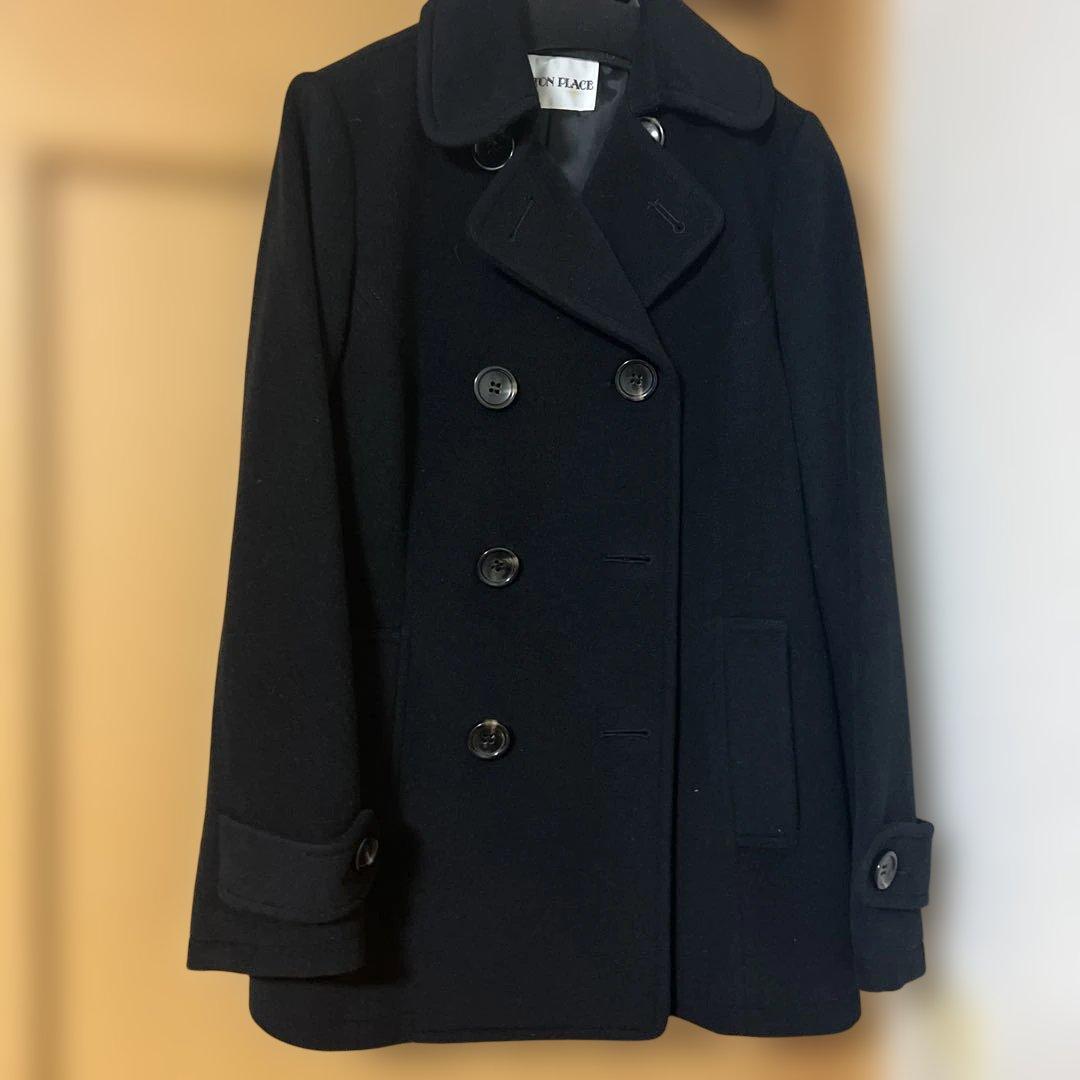 専用　黒ウール混紡ダブルブレストコート