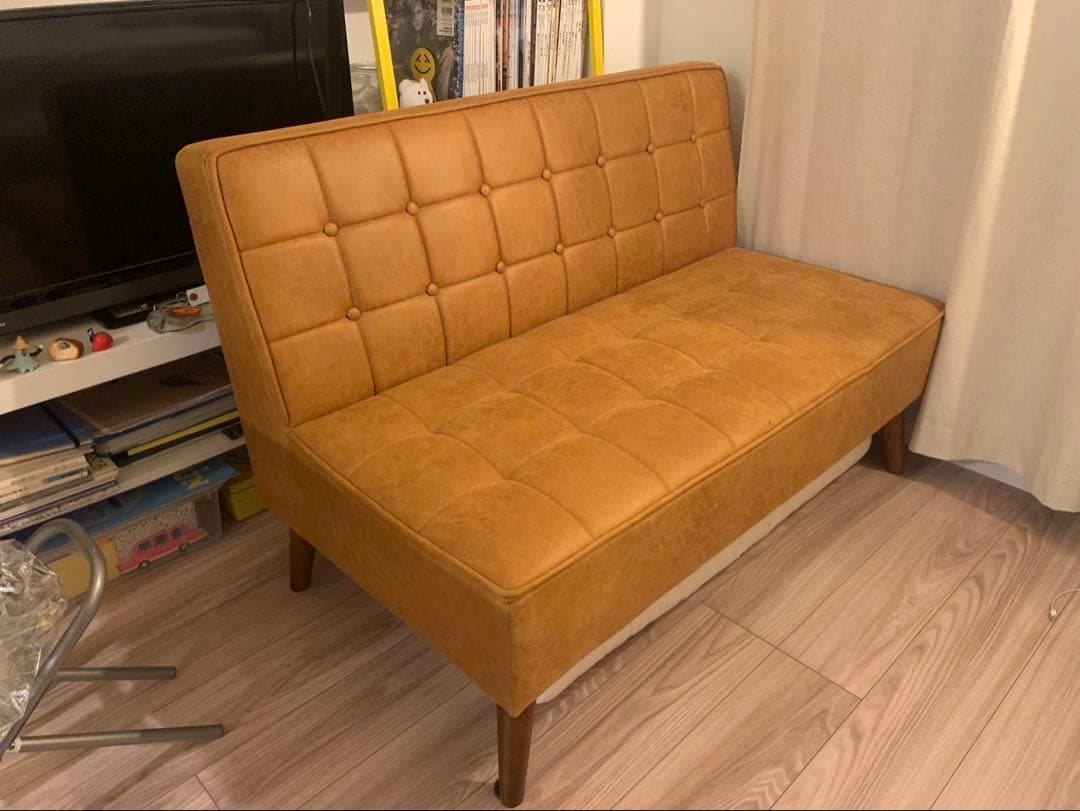 【ザジーさま専用】ブラウン合成皮革ソファ