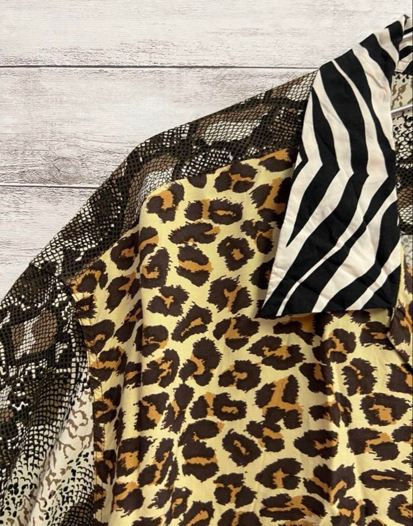 林*男様 クレイジーカラー☆柄アロハシャツ☆東洋エンタープライズ☆豹柄レオパード