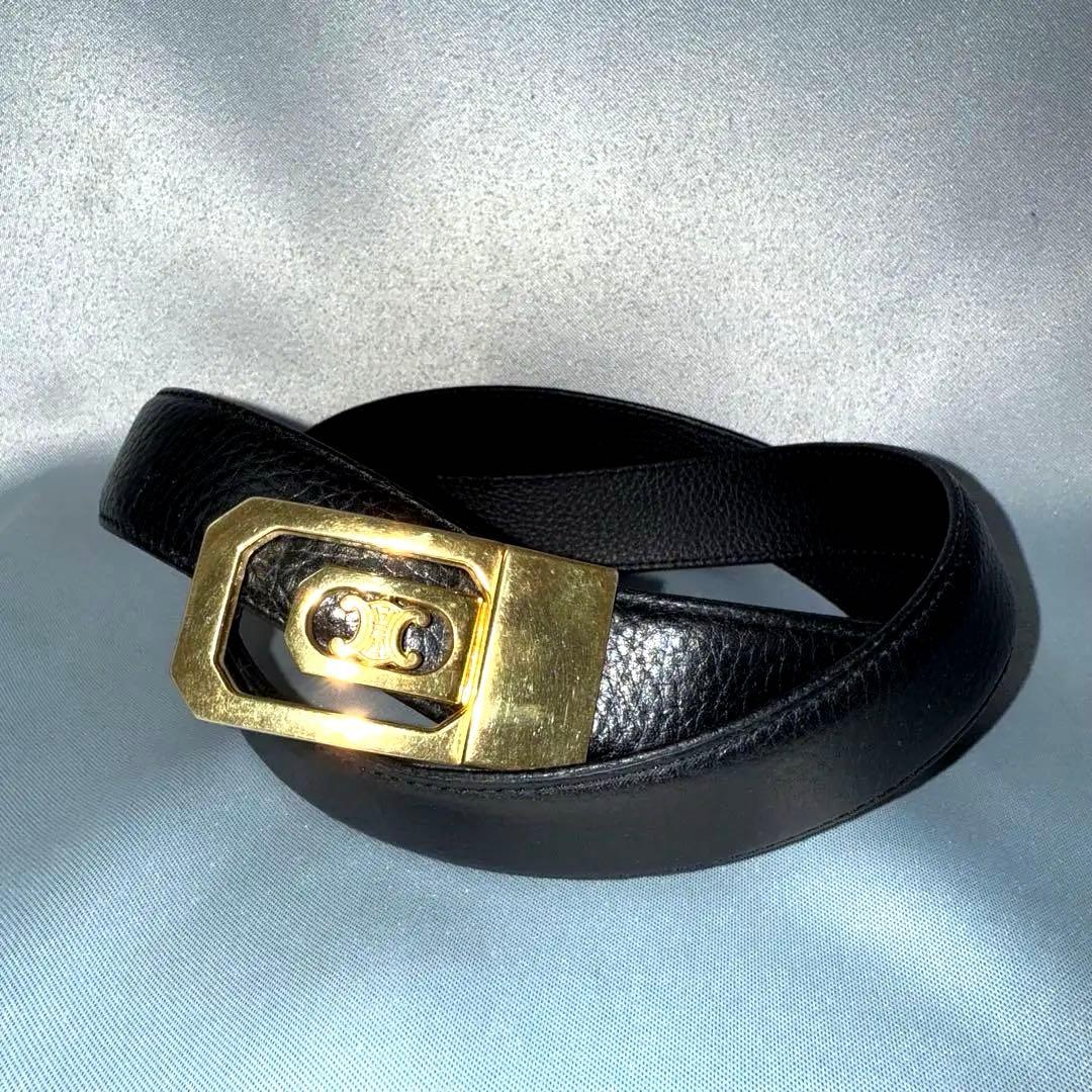 CELINE セリーヌ マカダム トリオンフ ベルト ゴールドバックル メンズ