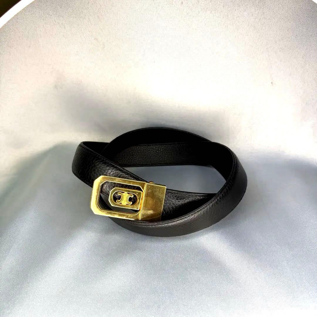 CELINE セリーヌ マカダム トリオンフ ベルト ゴールドバックル メンズ