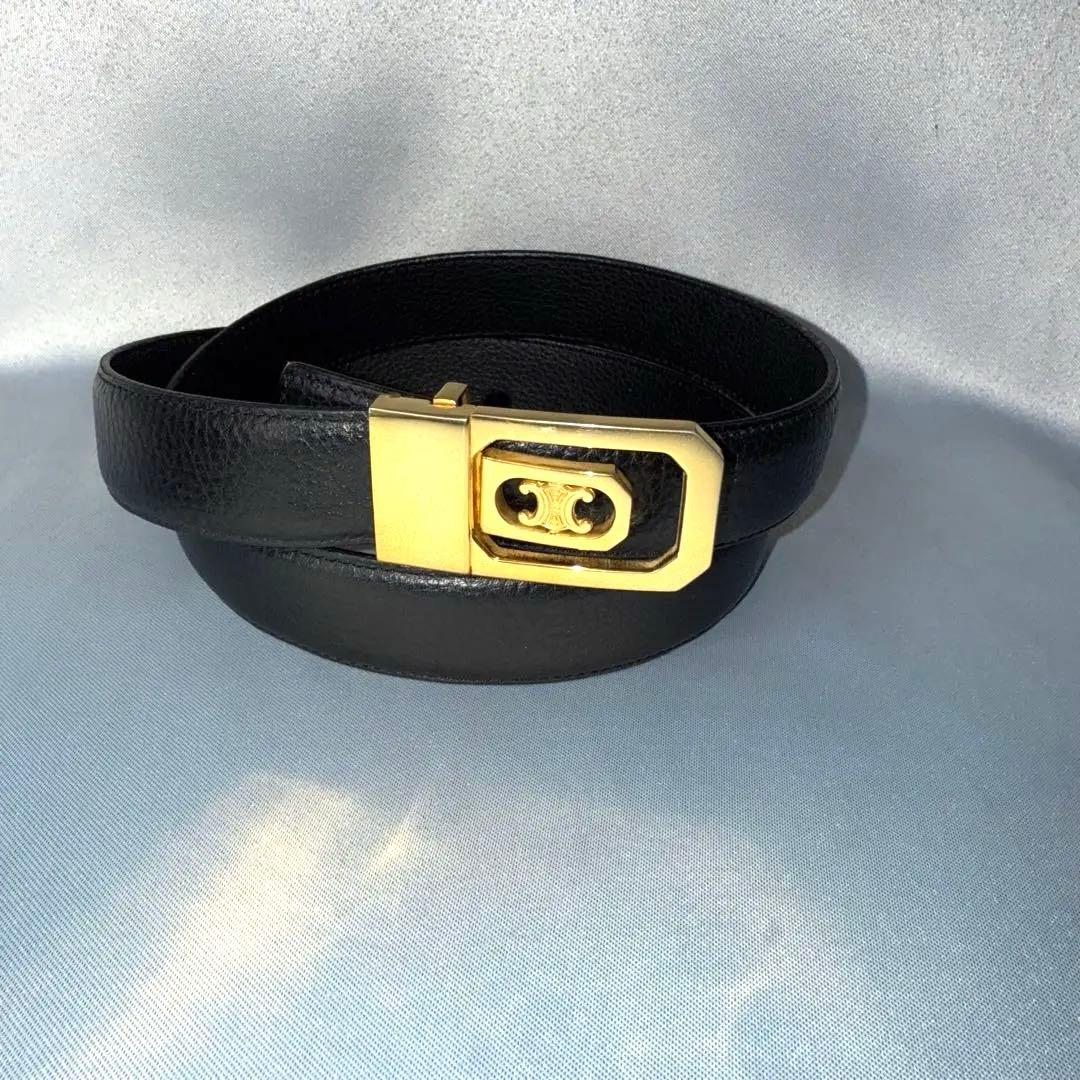 CELINE セリーヌ マカダム トリオンフ ベルト ゴールドバックル メンズ