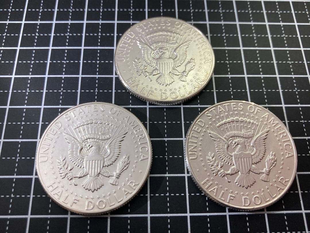 【アメリカ】ケネディハーフダラー銀貨3枚(1964年)