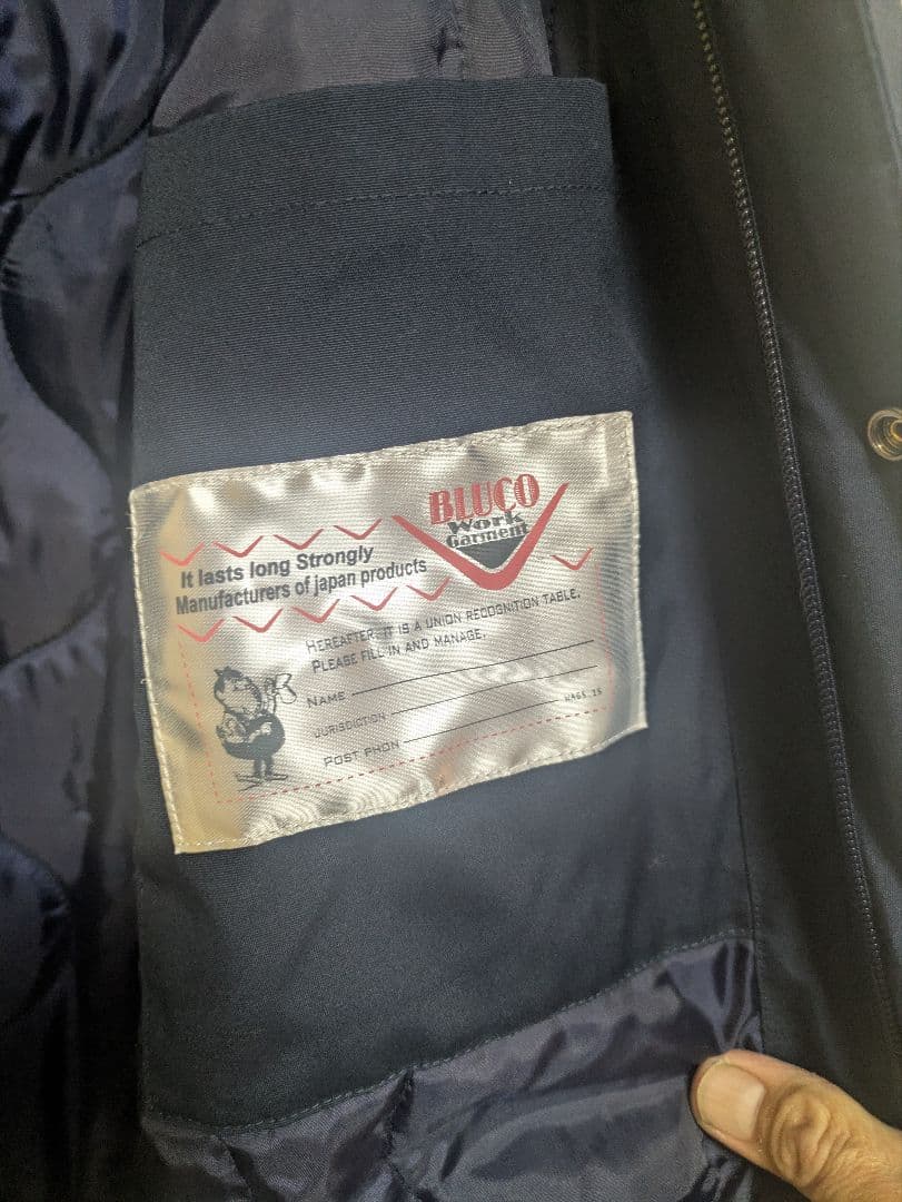 ブルコ BLUCO XL ネイビー キルティングコーチジャケット