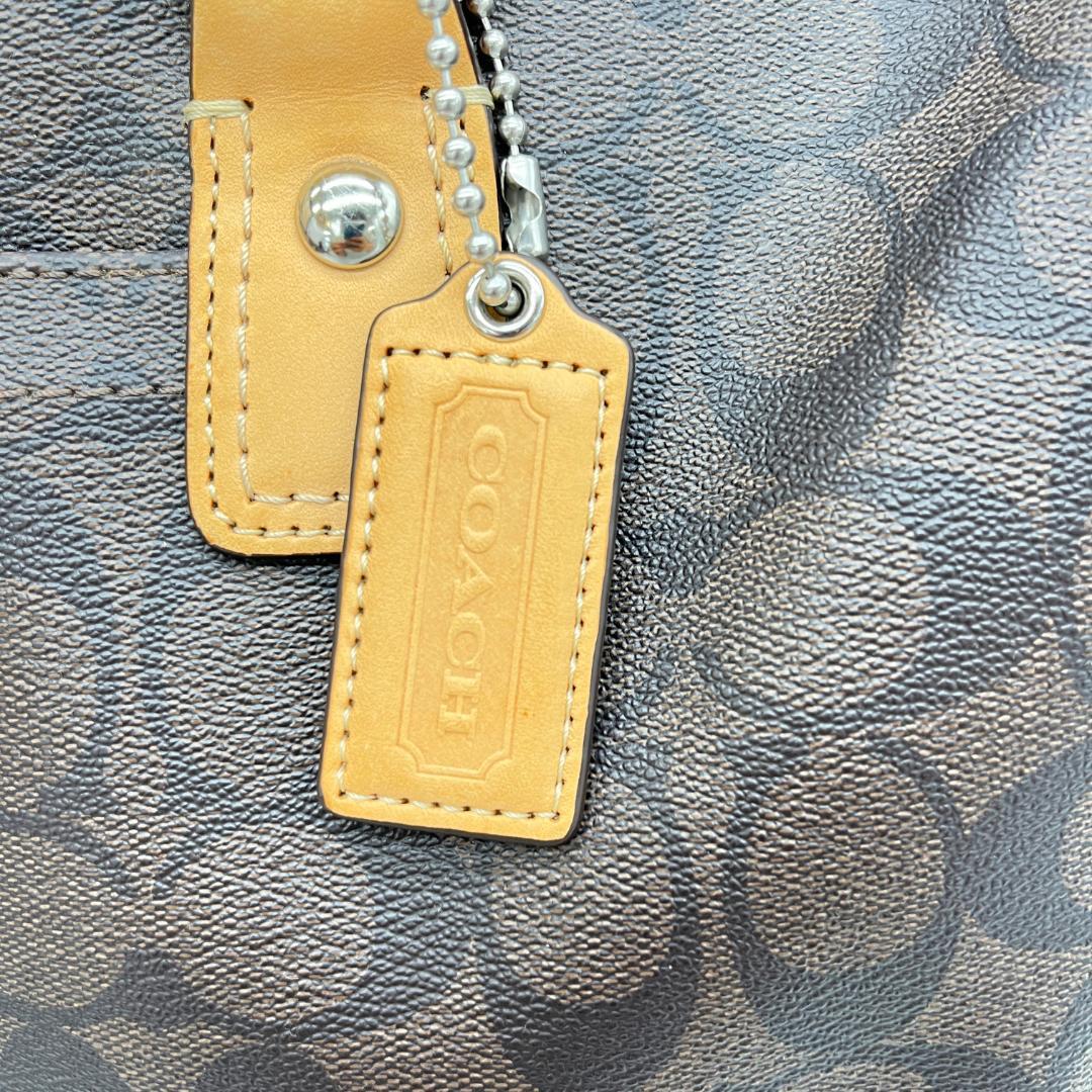 COACH シグネチャー柄 ボストンバッグ ブラウン×キャメル 大容量