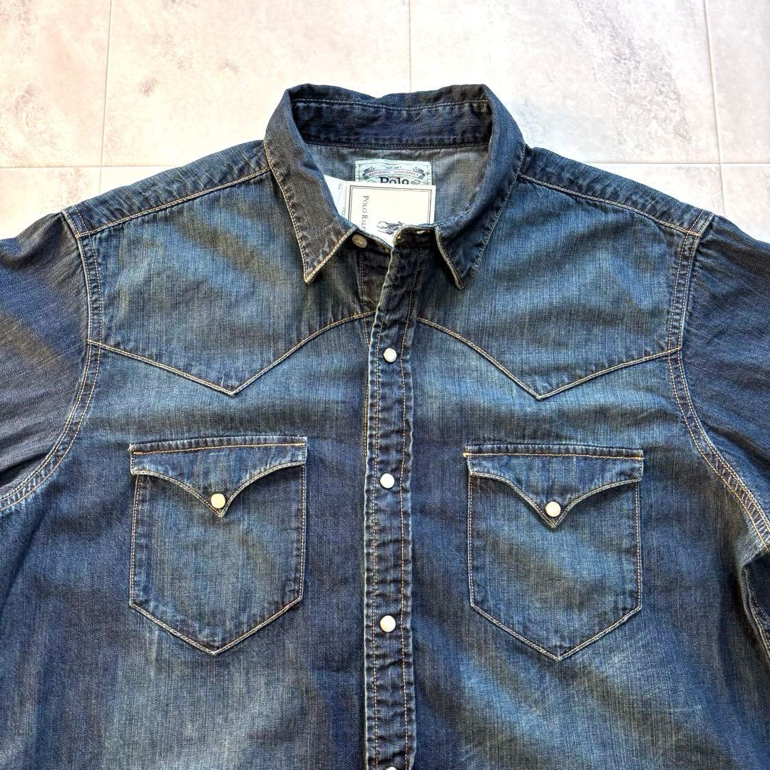 【未使用品】ポロラルフローレン ビンテージ加工 デニムウエスタンシャツ Lサイズ